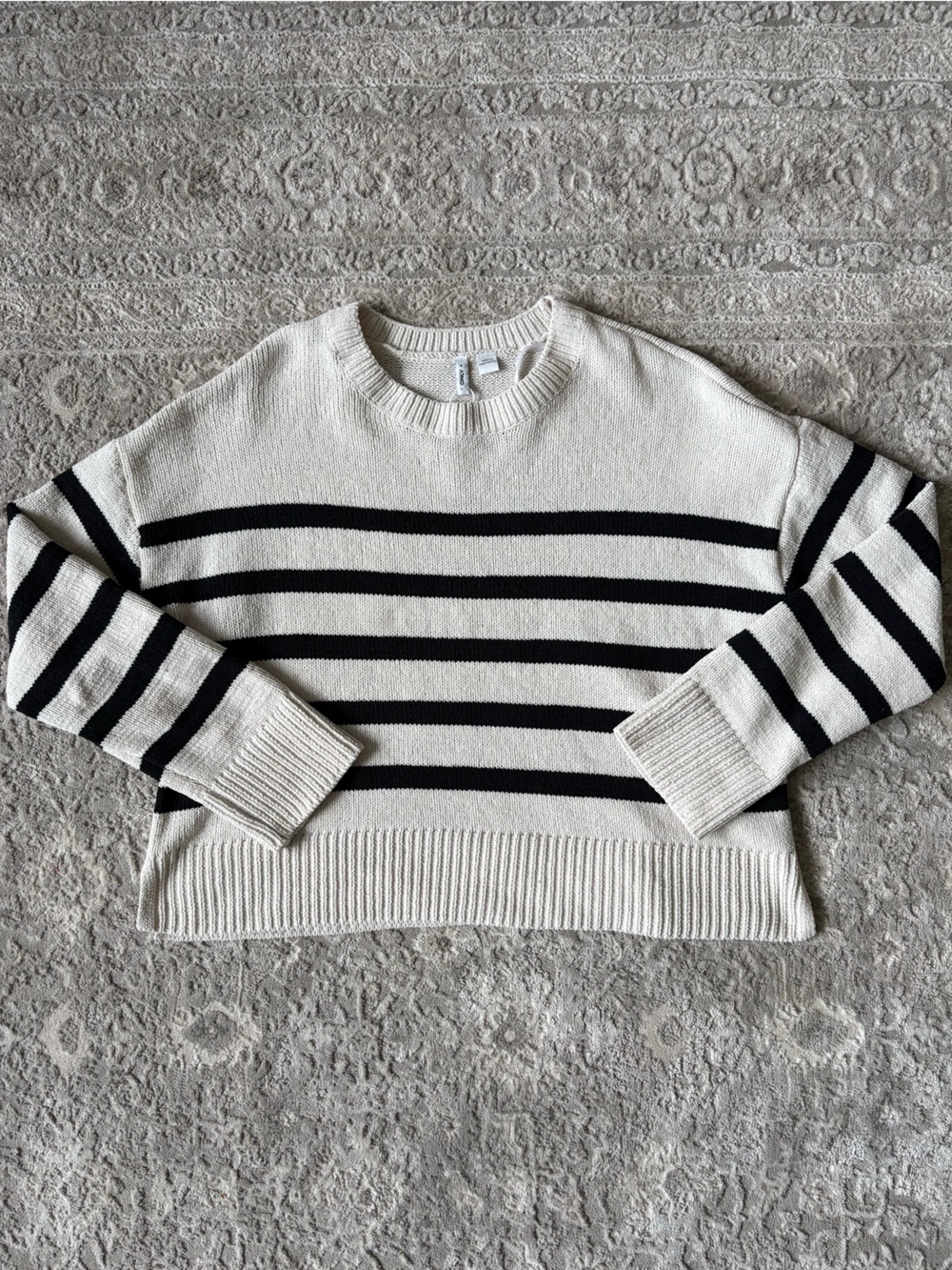 ONLY Neutral Crewneck Knit Sweater in Beige-Cream